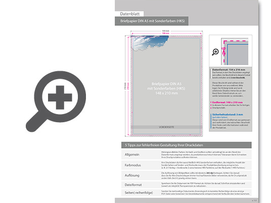 Product Bild briefpapier_din_a5__4_0_farbig_(vorderseite__4_sonderfarben_hks___r__ckseite__unbedruckt)